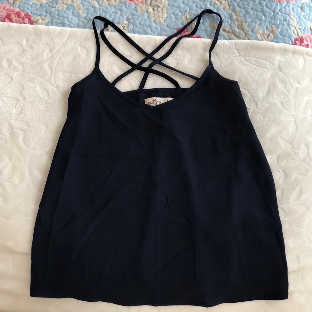 Hollister Navy Blue Sheer Top |XS|